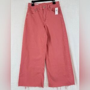 LAST PRICE DROP Gap High Rise Stride Ankle Jeans Coral Pink Raw Hem Size 29 New!